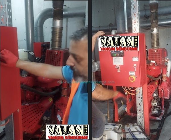 Yangın pompaları; sulu söndürme sistemlerine basınçlı su sağlayan, anma debi ve anma basınç değeri ile ifade edilen pompalardır. Yangın pompasının, kapalı vana (sıfır debi) basma yüksekliği anma basma yüksekliği değerinin en fazla % 140’ı kadar olması ve % 150 debideki basma yüksekliği anma basma yüksekliğinin % 65’inden daha küçük olmaması gerekir. Bu tür pompalar, istenen basınç değerini karşılamak şartıyla, anma debi değerlerinin % 130’u kapasitedeki sistem talepleri için kullanılabilir.  (2) Sistemde bir Yangın pompasının kullanılması hâlinde, aynı kapasitede yedek pompa olması gerekir. Birden fazla pompa olması hâlinde, toplam kapasitenin en az % 50’si yedeklenmek şartıyla, yeterli sayıda yedek pompa kullanılır.  (3) Yangın pompasının çevrilmesi, elektrik motoru yanı sıra içten yanmalı motorlar veya türbinler ile olabilir.  (4) Yangın pompasında Yedek dizel motor tahrikli pompa kullanılmadığı takdirde, yangın pompalarının enerji beslemesi güvenilir kaynaktan ve binanın genel elektrik sisteminden bağımsız olarak sağlanır.  (5) Yangın pompalarının, otomatik hava boşaltma valfi ve sirkülasyon rahatlama valfi gibi yardımcı elemanlarının bulunması gerekir.  (6) Her Yangın pompasının ayrı bir kumanda panosu ve panonun da kilitli olması gerekir. Elektrik kumanda panosunun, faz hatasının, faz sırası hatasının ve kumanda fazı hatasının bilgi ışıkları ile donatılması gerekir. Pano ana giriş devre kesicisine pano kilidi açılmadan erişilememesi gerekir.  (7) Her Yangın pompasının ayrı bir kumanda basınç anahtarının olması gerekir. Basınç anahtarlarının; kumanda panosunun içine yerleştirilmiş, su basıncını boru bağlantısıyla hisseden, su darbelerine karşı korumalı, alt ve üst değerler ayrı ayrı ve bağımsız olarak ayarlanabilir ve ayarlandıktan sonra kilitlenebilir olması şarttır.  (8) Pompa kontrolü basınç kumandalı; tam veya yarı otomatik olabilir.  (9) Pompa odası veya pompa istasyonunda elektrik motor tahrikli pompalar için +4 °C ve dizel motor tahrikli pompalar için +10 °C üzerinde sıcaklığın sürekli sağlanabilmesi için uygun gereçler sağlanır.  (10) Yangın Pompa istasyonunda, servis, muayene ve ayar gerektiren cihazların çalışma alanı etrafında acil aydınlatma sağlanması şarttır.  (11) Zemin yeterli bir drenaj için eğimli hazırlanarak suyun pompadan, sürücüden ve kontrol panosu gibi kritik cihazlardan uzaklaştırılması sağlanır.